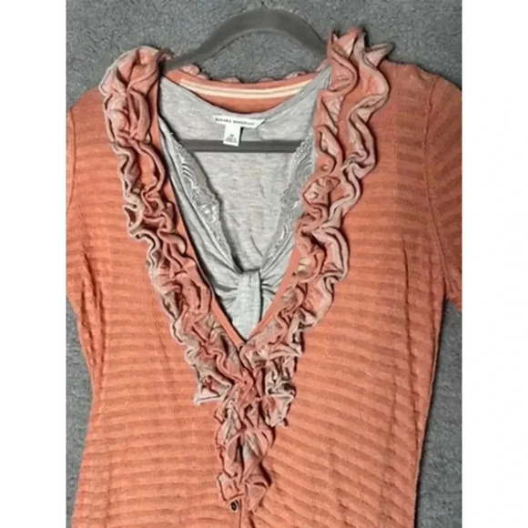 Banana Republic Women's Sweater / Tank Set Medium Ruffle Collar Orange Gray‎ - Picture 2 of 10
